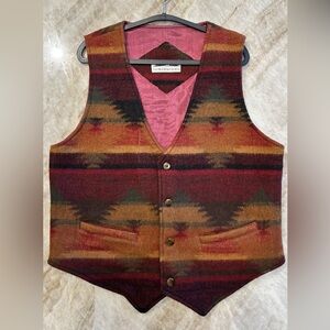 Northwoods Southwestern Wool Vest Mens L | Burgundy Outdoor Western Layer